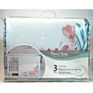 Trend Lab Painterly Floral 3 Piece Baby Nursery Crib Bedding Set